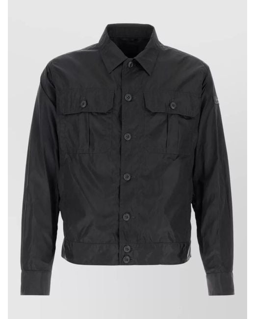 Tatras Black Kanu Nylon Jacket Collared Button Cuffs for men