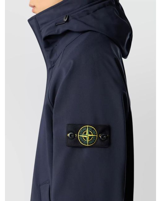 Stone Island Blue Soft-Shell Hooded Jacket for men