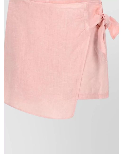 120% Lino Pink Lightweight Wrap Skirt Side Tie Detail