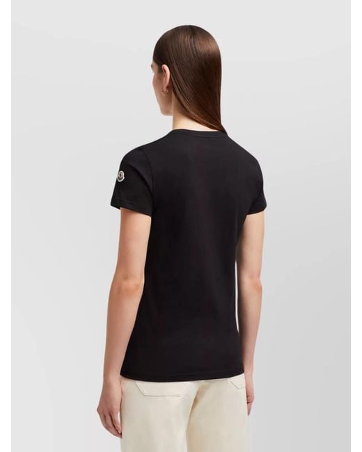 Moncler Black Cotton Logo Patch T-Shirt