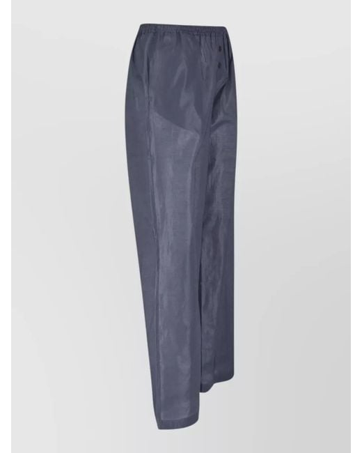 Paloma Wool Blue Straight Pants Button Detail Side Pocket
