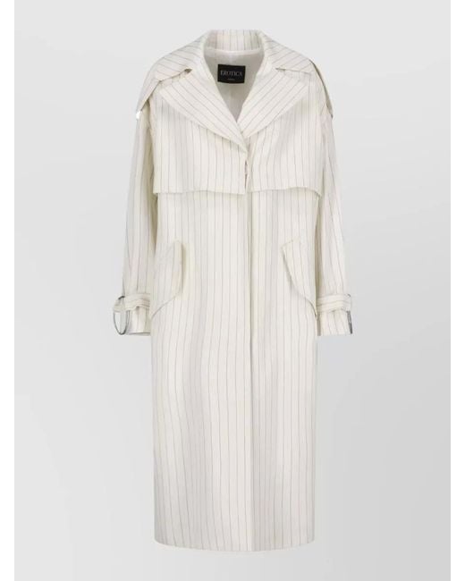 Dondup Natural Casual Striped Coat Belted Waist Pockets