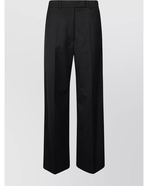 Frankie Shop Black Wide Leg Pleated Trousers With Belt Loops