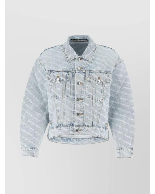 Alexander Wang Blue Falling Back Denim Jacket With Adjustable Back Straps
