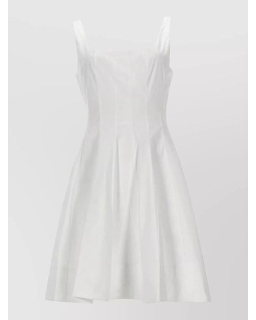 Staud White Wells Dress Midi Sleeveless Square Neckline