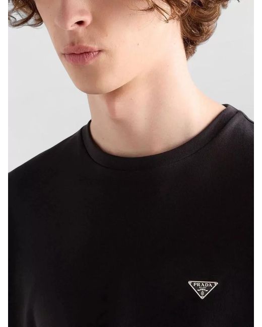 Prada Black Cotton Boxy Short-Sleeve T-Shirt for men