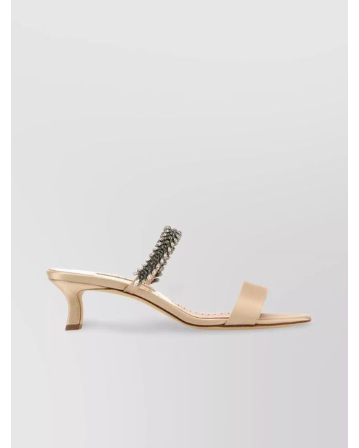 Manolo Blahnik White Satin Mules