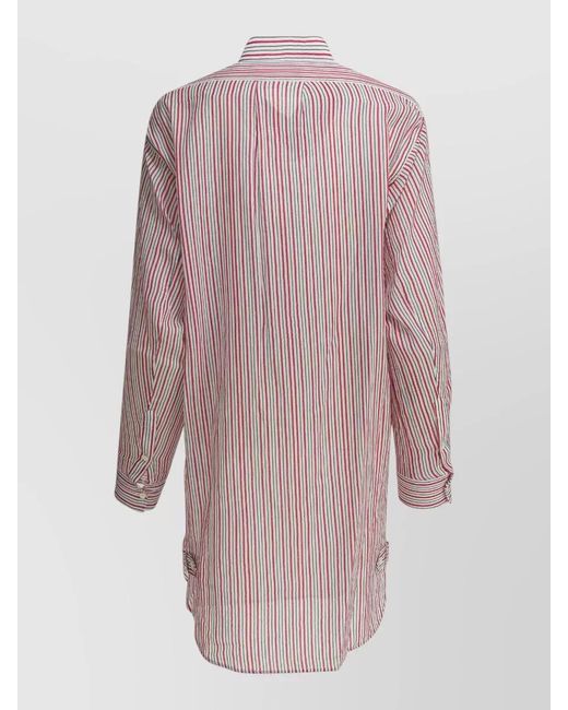 Isabel Marant Pink Striped Shirt Dress Long Sleeves Pocket