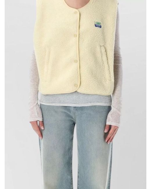 American Vintage Blue Hoktown Fleece Vest Patch Detail