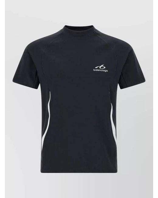 Balenciaga Blue Techwear Logo-Print Mock-Neck Short-Sleeve T-Shirt for men