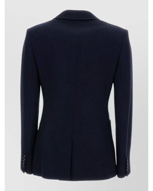 Max Mara Blue Tailored Jacket Notched Lapels Patch Pockets Cuffs