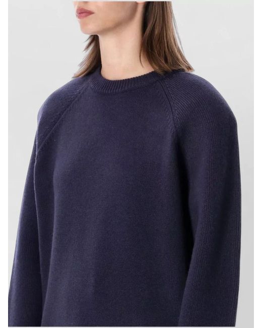 Frankie Shop Blue Lina Sweater Padded Shoulders Crew Neck