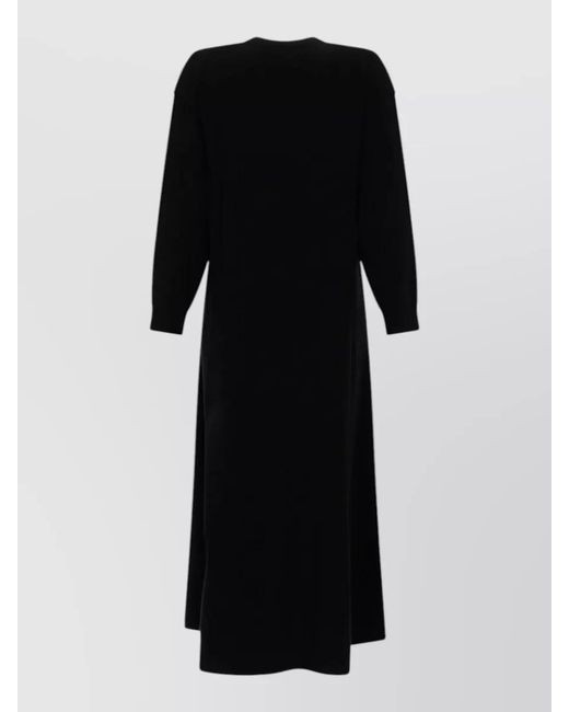 Loulou de Saison Black Long Sleeve Crew Neck Knitwear Dress