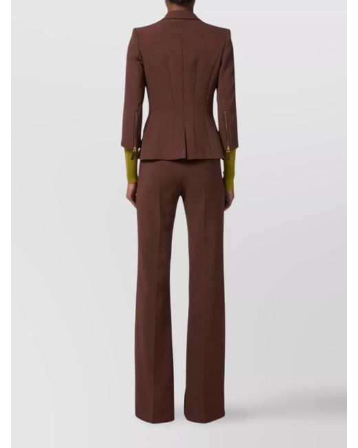 Elisabetta Franchi Brown Structured Double-Breasted Jacket Buttons