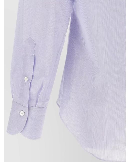 Finamore 1925 Purple Napoli Shirt Button Collar Long Sleeves for men