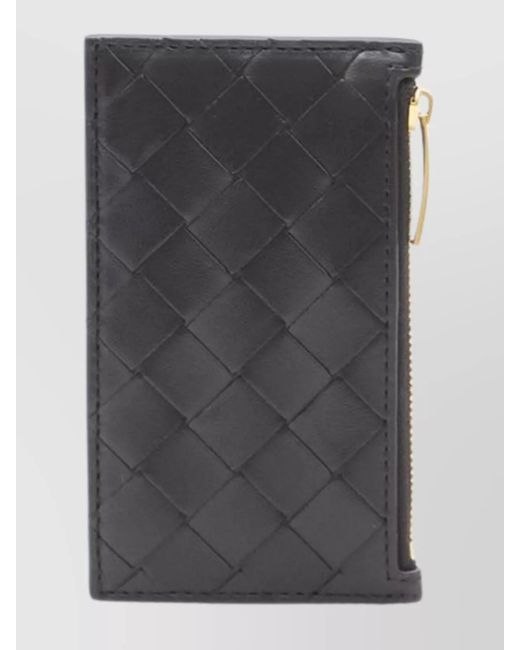Bottega Veneta Gray Leather Zipped Cardholder