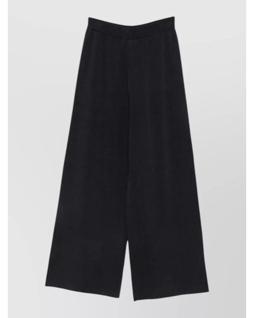 Alysi Blue Knit Lounge Trousers Relaxed Wide Leg