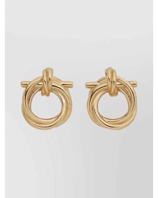 Ferragamo Metallic Circular Hoop Earrings Polished Finish
