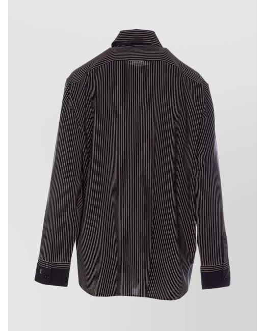 Saint Laurent Blue Silk Striped Long-Sleeve Shirt