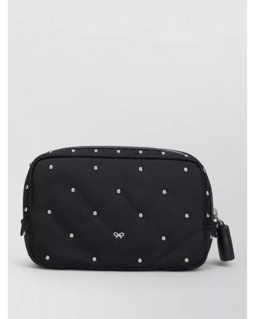 Anya Hindmarch Black Quilted Clutch Bag Studded Tassel Detail
