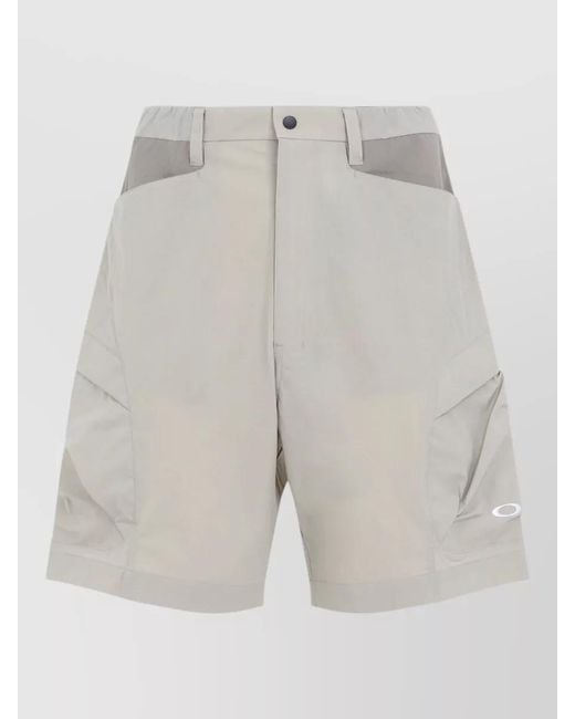 Oakley Gray Cargo Shorts Elastic Waist Pockets Belt Loops for men