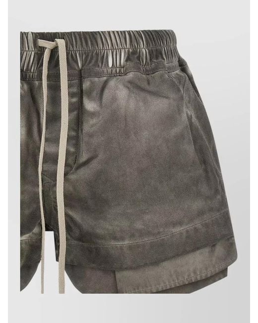 Rick Owens Gray Cotton Relaxed-Fit Shorts