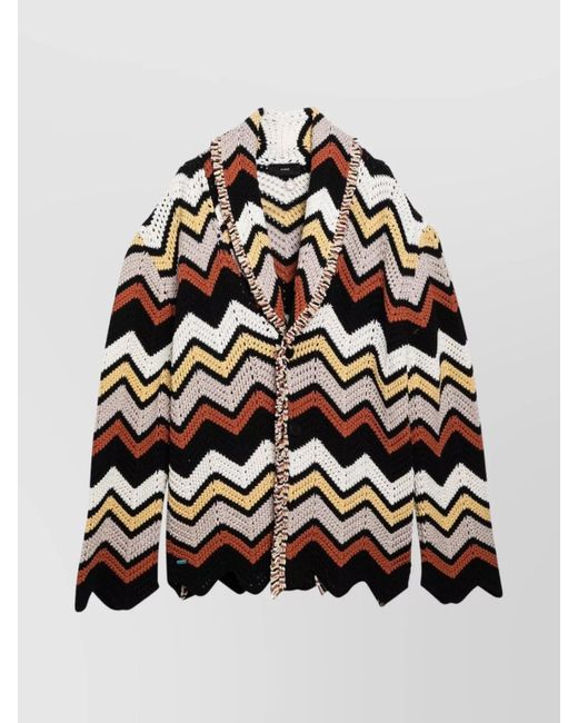 Alanui White Chevron Crochet Zig Zag Cardigan for men