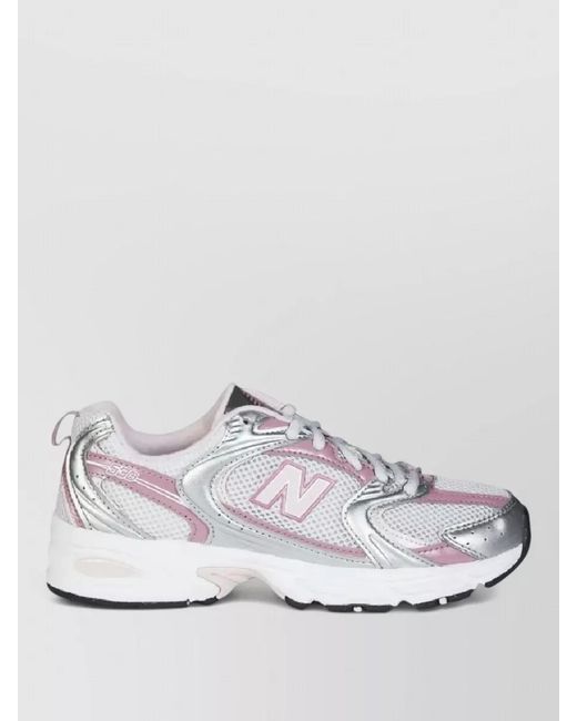 New Balance White Mesh Sneakers Sporty Design Rubber Sole