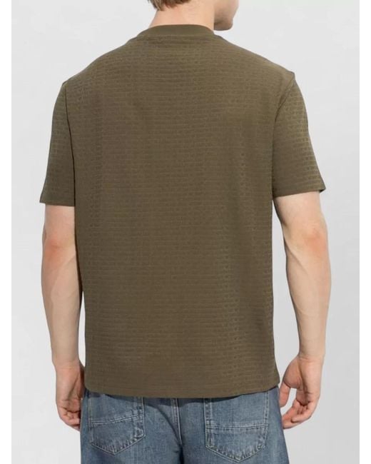 Emporio Armani Green Logo Crew Neck Cotton Textured T Shirt for men