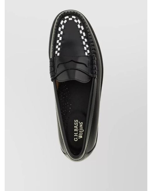 G.H.BASS Black Weejuns Larson Weave Loafers Stitched Sole for men