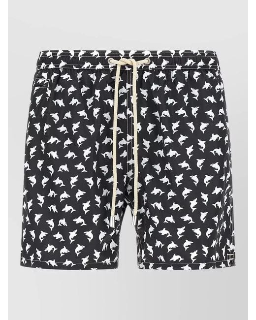 Mc2 Saint Barth Black Lighting Print Swim Shorts Back Pocket for men