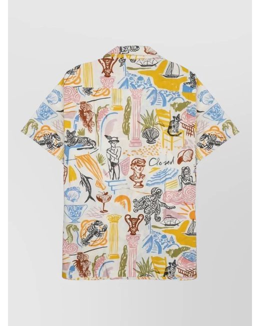 Closed Gray Cotton Shirt Graphic Print Short Sleeves for men