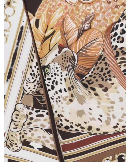 Ferragamo Multicolor Silk Foulard Animal Pattern Rectangular Design