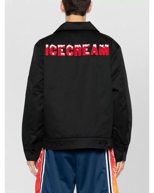 ICECREAM Black Logo Zip Blouson Jacket Long Sleeves for men
