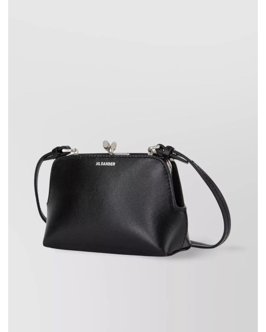 Jil Sander Black Goji Micro Leather Clutch Bag