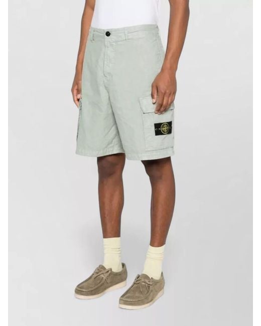 Stone Island Gray Loose-Fit Cargo Bermuda Shorts for men