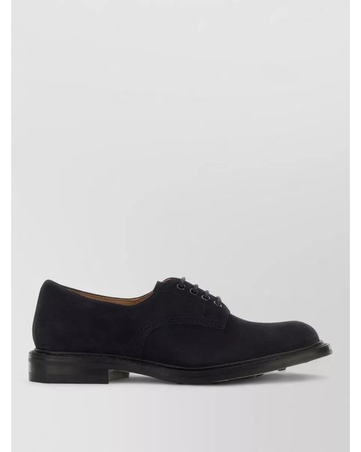Tricker's Black Daniel Suede Lace Up Shoes Leather for men