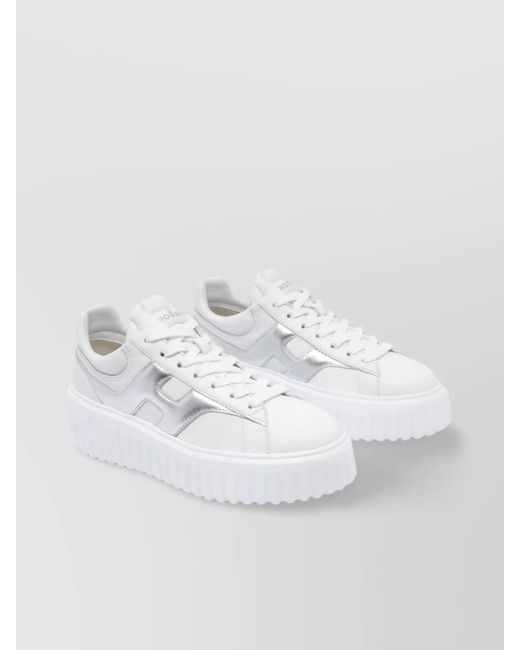 Hogan White Leather Low-Top Sneakers