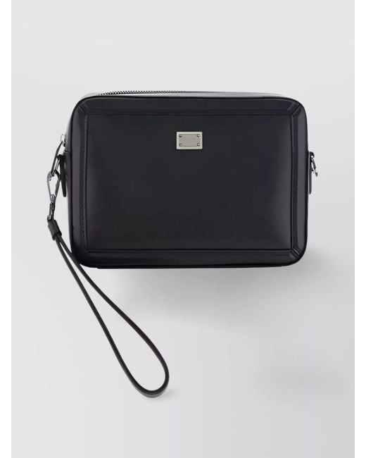 Dolce & Gabbana Black Leather Mini Clutch Bag for men