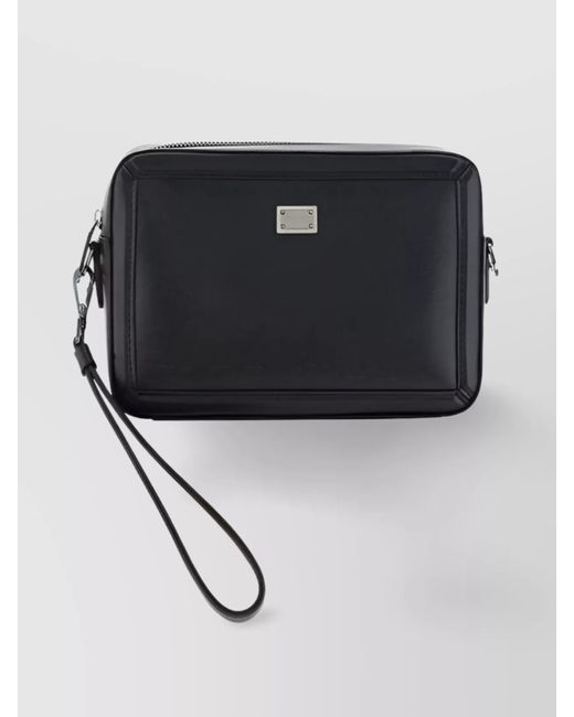 Dolce & Gabbana Black Leather Rectangular Shoulder Bag With Removable Strap for men