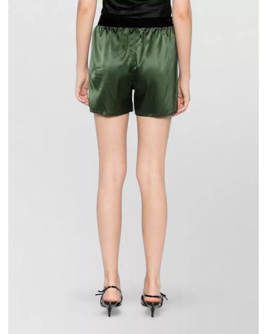 Tom Ford Green Silk Satin Relaxed-Fit Knee-Length Shorts