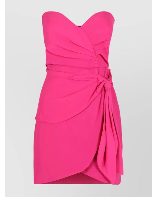 FEDERICA TOSI Pink Silk Off-The-Shoulder Mini Dress