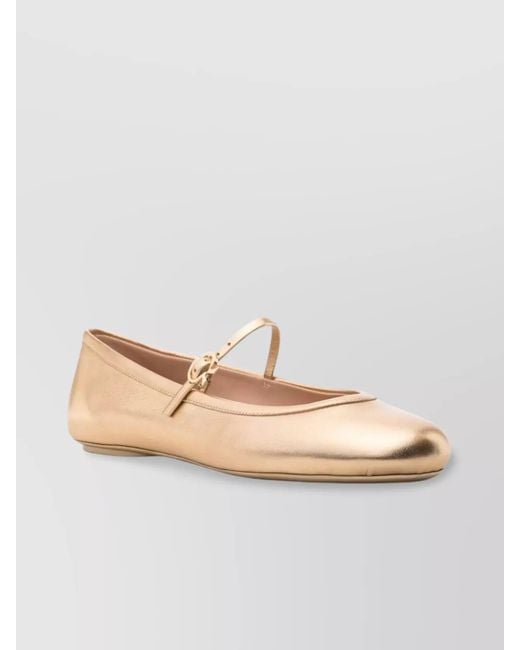 Gianvito Rossi Natural Nappa Leather Ballerina Flats