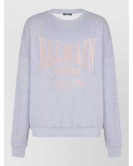 Balmain White Crew Neck Long Sleeve Nylon Silk Sweater for men