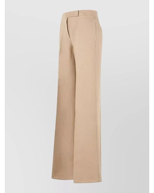 Max Mara Natural Linen Regular-Fit Wide-Leg Trousers