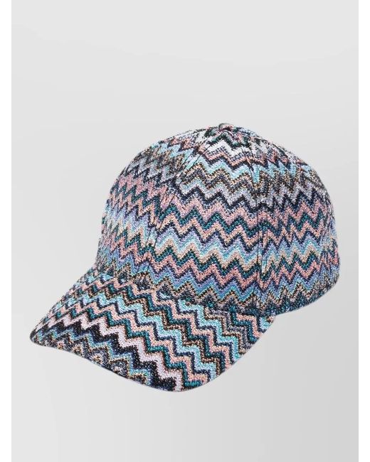 Missoni Blue Baseball Cap Zig Zag Pattern Curved Brim