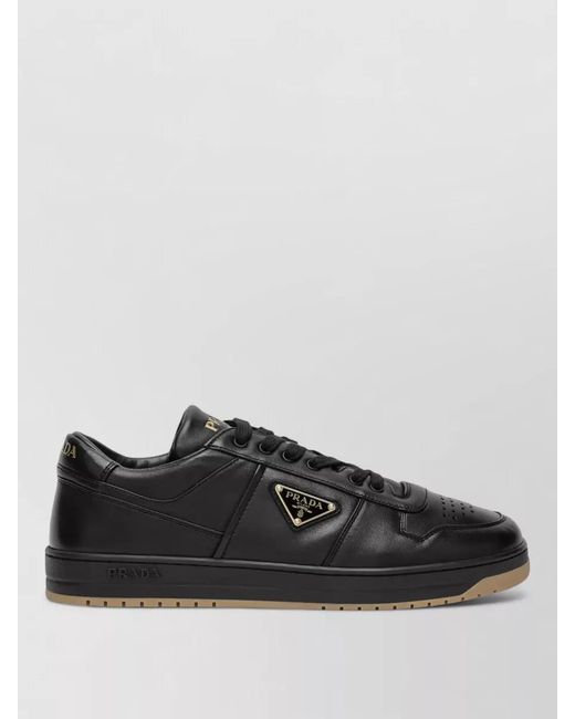 Prada Black Low Top Sneakers Perforated Toe Rubber Sole for men