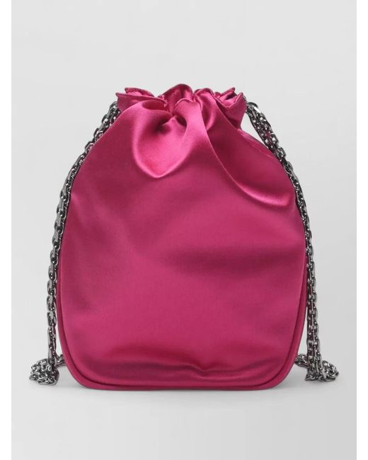 Roger Vivier Pink Satin Bucket Bag Chain Strap Embellishment