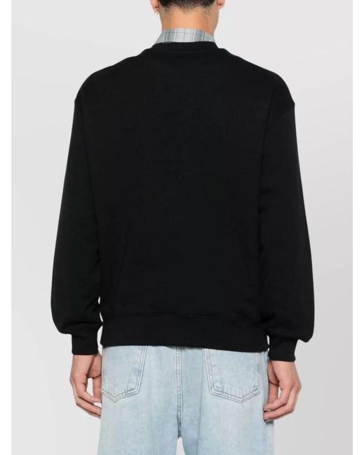 Maison Kitsuné Black Cotton Comfort-Fit Crewneck Sweatshirt for men
