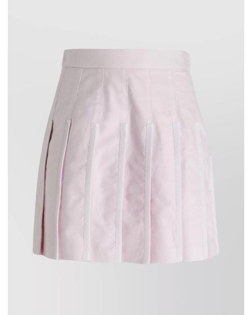 Thom Browne Pink Cotton Pleated Mini Skirt